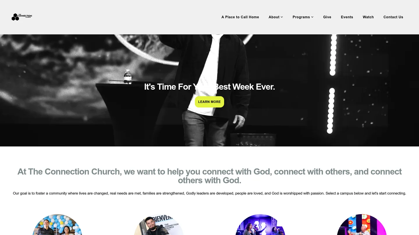 The Connection Church homepage screenshot