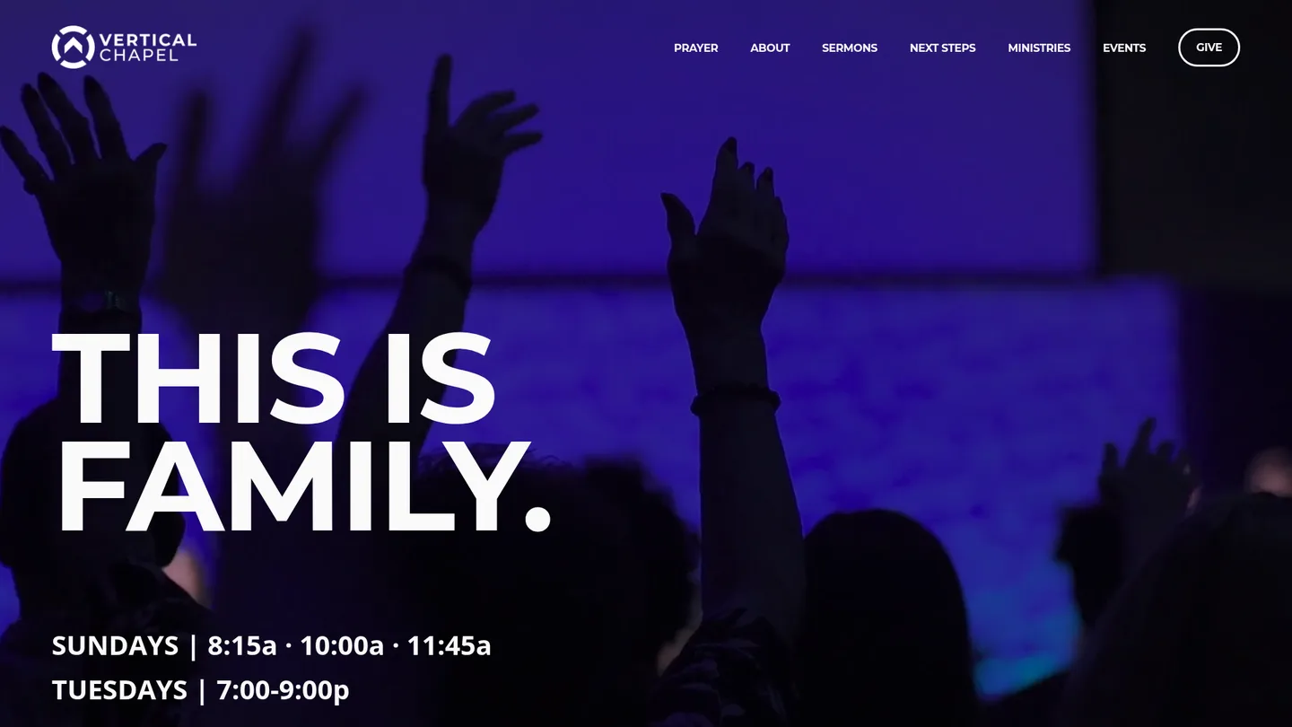 Vertical Chapel homepage screenshot